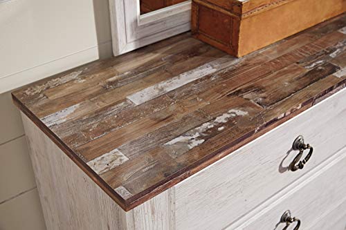 Signature Design by Ashley Willowton Farmhouse 2 Drawer Nightstand with USB Charging Ports, Whitewash - WoodArtSupply