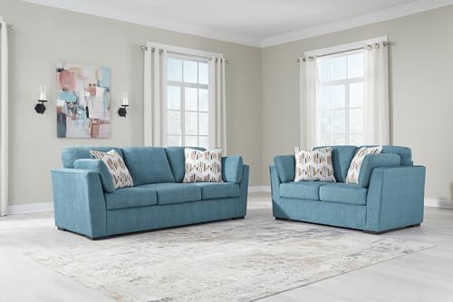 Signature Design by Ashley Keerwick Scandinavian Sofa with 4 Toss Pillows, Blue Signature Design by Ashley
