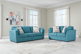 Signature Design by Ashley Keerwick Scandinavian Loveseat with 4 Toss Pillows, Blue Signature Design by Ashley