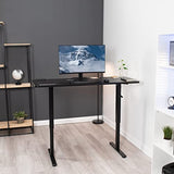 VIVO Manual Height Adjustable 60 x 24 inch Stand Up Desk, Dark Walnut Solid One-Piece Table Top, Black Frame, Standing Workstation with Foldable VIVO