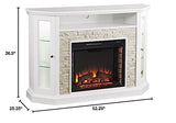 SEI Furniture Redden Faux Stone Convertible Electric Media Storage Corner Fireplace, Fresh White SEI Furniture
