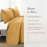 Lush Decor Ava Quilt Diamond Pattern Solid 3 Piece Oversized Bedding Blanket Bedspread Set - Full/Queen - Mustard Lush Decor