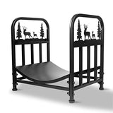 Firewood Rack Outdoor-Heavy Duty Indoor Wood Storage Black Powder Coated Steel Log Rack Wood Holder for Fireplace,Patio, Wood Pile Storage Stacker Organizer with Christmas Elements HomeJayde