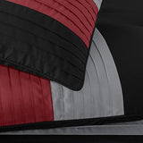 Chezmoi Collection Loft 8-Piece Luxury Striped Comforter Set (King, Red/Black/Gray) Chezmoi Collection
