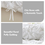 Intelligent Design Queen Comforter Set – White Lily Puffy Floral Shabby Chic Boho Bedding, Ultra-Soft, Lightweight & All-Season, Full/Queen Intelligent Design