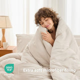 MUXHOMO 7 Pieces Full Comforter Set, Soft Bed in a Bag Full Size, All Season Bedding Set with Comforter, Flat Sheet, Fitted Sheet, Pillowcases & Shams, Beige MUXHOMO