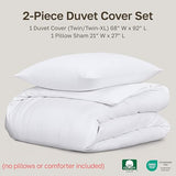 California Design Den 2 Pc Twin XL/Twin Duvet Cover Set - Winner Good Housekeeping Best Bedding Awards 2025, 400 Thread Count Sateen, 100% Cotton Duvet Covers, Button Closure, Corner Ties - White California Design Den