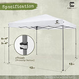 CAPHAUS 12ft x 12ft Patented One-Push Pop Up Outdoor Canopy Tent, Heavy-Duty Commercial Grade w/Central Lock, Portable and Instant Folding Shelter with Wheeled Carry Bag and Weight Bag, White CAPHAUS