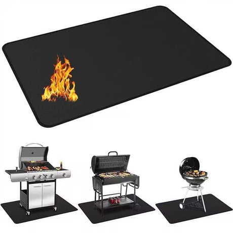 Protebox 48 x 30 inch Under Grill Mats for Outdoor Grill, Double-Sided Fireproof Deck and Patio Protector Mat, BBQ Mat for Under BBQ, Waterproof Oil-Proof Grill Floor Pads Fire Pit Mat Fireplace Mat Protebox