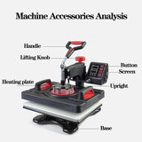 Heat Press Machine, Pro 8 in 1 Heat Press Combo, 15'' X 12'' Swing Away Digital Heat Transfer Machine for T-Shirts, Mug, Cap, Plate DLYZAYE