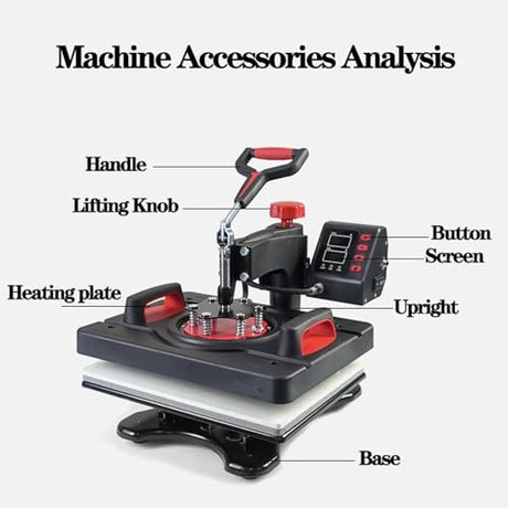 ZZBSOD Heat Press Machine Pro 8 in 1 Heat Press Combo 15'' X 12'' Swing Away Digital Heat Transfer Machine for T-Shirts Mug Cap Plate ZZBSOD