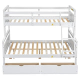 Merax Twin Over Full Bunk Bed with Two Storage Drawer, Removable Ladder and Safety Guardrail, Convertible to 2 Separated beds (White) Merax