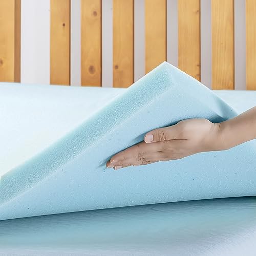 Best Price Mattress 1.5 Inch Ventilated Memory Foam Mattress Topper, Cooling Gel Infusion, CertiPUR-US Certified, Twin, Dorm Essentials, Blue Best Price Mattress
