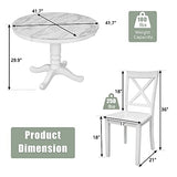 Merax Round Dining Table Set for 4, 5-Piece Faux Marble Kitchen Table Set with 4 Chairs, Farmhouse Table and Chairs Set for Kitchen, Dining Room, Small Space, White Merax