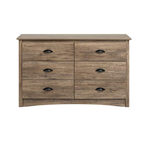 Prepac Salt Spring Children's Rustic 6-Drawer Dresser for Bedroom, Farmhouse Chest of Drawers for Children 16" D x 48" W x 29" H, Drifted Gray, DDC-4829 - WoodArtSupply