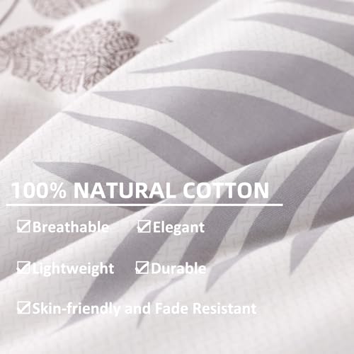 OAITE Duvet Cover Set,100% Cotton Comforter Cover with Leaf Pattern Duvet Cover Set,Soft Bedding Set Includes with 3 Piece (2 Pillow Shams,1 Duvet Cover) OAITE