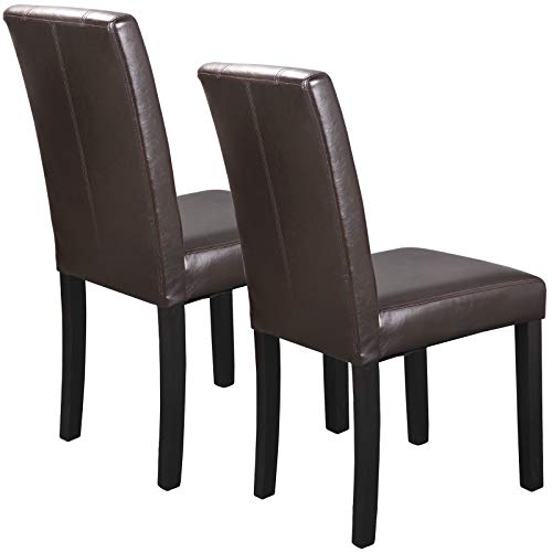 Nova Microdermabrasion Dining Chairs Set of 2, Modern Style for Kitchen PU Leather Chairs Living Roon Dining Room Chairs Padded Parson Chair with Solid Wood Legs (Brown) Nova Microdermabrasion