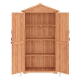 BELLEZE Outdoor Storage Shed with 4 Removeable Shelves, Wooden Garden Shed Lockable Tool Cabinet with Waterproof Roof, Outside Tall Tool Shed for Patio Backyard Lawn Yard - Wood BELLEZE