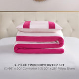 Juicy Couture Velvet Stripe on Satin Pink Twin/Twin XL Comforter Set - 2 Piece Luxury Bedding Ensemble Juicy Couture