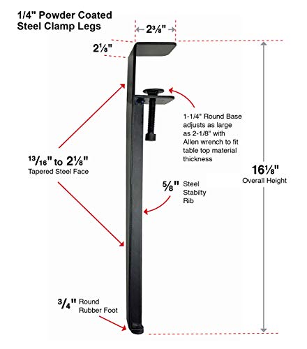 Shepherd Hardware 8130E 16" Adjustable Fit Table Clamp Legs, Black Shepherd Hardware