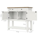 HOSTACK Farmhouse Console Table with 2-Door Cabinet & 2 Drawers, Coffee Bar, Entryway Table with Storage Shelf, Sofa Tables Buffet Sideboard for Kitchen, Hallway, Dining, Living Room, White HOSTACK