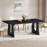 Tribesigns Large Dining Table for 6-8 People, 70.9-Inch Wood Rustic Rectangular Table with Black Wooden Legs, Farmhouse Center Kitchen Table for Dining Room, Living Room, Home Furniture, Black Tribesigns