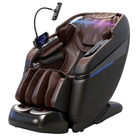 KTENTITO 4D Music Rhythm Massage Chair Full Body, 2026 Unique Sonic Resonance Zero Gravity SL-Track Shiatsu Recliner with Knee Heating Blanket AI Voice Bluetooth Foot Roller Body Scan Airbags G9 Black KTENTITO