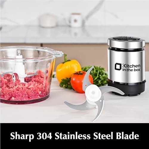 Kitchen in the box Food Processors,400W All-Copper Motor Meat Grinder & Food Chopper - Electric Vegetable Chopper with 2 Bowls(8 Cup+8 Cup) & 2 Bi-Level Blades for Meat/fish/Vegetable/Baby Food Kitchen in the box