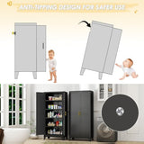 GAIOUS 71" Tall Metal Storage Cabinet with 2 Doors and 4 Adjustable Shelves, Kitchen Pantry Cabinet Black Freestanding Cupboard, 5 Tier Multifunctional Steel Storage for Office, Kitchen, Dining Room GAIOUS