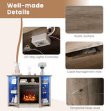 Tangkula Fireplace Corner TV Stand with LED Lights & Smart APP Control for 50 Inches TV, Entertainment Center with Adjustable Glass Shelves, 18” Electric Fireplace, Remote Control, Thermostat Tangkula