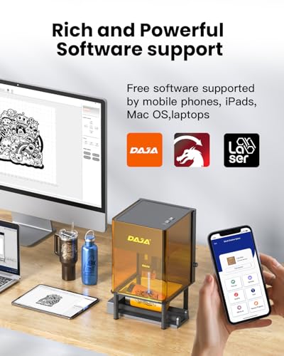 DAJA DJ6Pro Enclosed Laser Engraver Machine Desktop Laser Cutter with Rasiers support Lightburn for DIY beginner-friendly (10W) DAJA