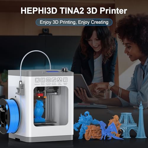 TINA2 Mini 3D Printer, HEPHI3D FDM 3D Printers for Beginners, Fully Assembled Auto Leveling 3D Printer for Kids, Resume Printing Function, Fully Open Source, Removable Flexible Magnetic Build - WoodArtSupply