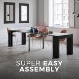 Mobili Fiver, Easy, Extendable Console Table with Extension Leaves Holder, 17.7(120.1) x35.4 in, Ashwood Black, Made in Italy Mobili Fiver