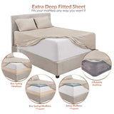 Hearth & Harbor Bed Sheets, Luxury Soft 6 Piece Bed Sheet Set Extra Deep Pocket Fitted Sheets Fits Mattress up to 21", Double Brushed Bedding Sheets & Pillowcases, Queen, Natrual Linen Hearth & Harbor