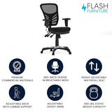 Flash Furniture Nicholas Mid-Back Swivel Desk Chair with Wheels, Mesh Back, Padded Seat, and Armrests, Adjustable Height Mesh Ergonomic Office Chair, Black Flash Furniture