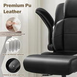 Ergonomic Drafting Chair,Tall Office Chair for Standing Desk with Flip-Up Armrests,Adjustable Foot Ring & Height, High Leather Executive Office Chair for Home,Drawing or Counter Height Use KWKSV