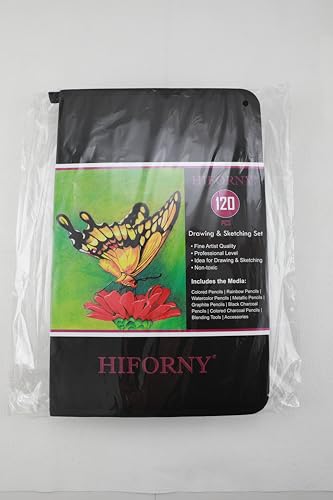 HIFORNY 120 PCS Drawing Set Sketching Kit, Art Supplies with 3-Color Sketchbook,Coloring Book,Rainbow,Colored,Watercolor,Metallic,Graphite,Black & Colored Charcoal Pencils,Blending Tools and More HIFORNY