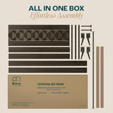 Oliver Queen Size Bed Frame - 15-Inch Mid Century Design with Rattan Headboard, Bohemian Style, No Box Spring Needed, Easy Assembly in Caramel Bme