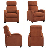 Yaheetech Corduroy Recliner Chair Single Sofa Home Theater Seating Adjustable Modern Reclining Chair for Living Room Bedroom Home Theater Brick Red