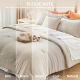 MUXHOMO Full Comforter Sets, All Season Ultra Soft Down Alternative Bedding - 3 Piece Lightweight Bed Set Includes 1 Comforter (82"x86") and 2 Pillow Shams (20"x26"), Linen MUXHOMO