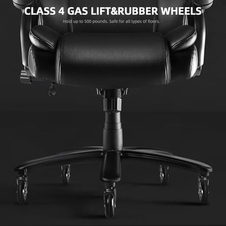 VITESSE 500lbs Heavy Duty Office Chair for Low Back Pain Relief, Big and Tall Office Chair with Ergonomic Lumbar Support, High Back Executive Chair with Quiet Rubber Wheel VITESSE