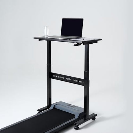 YILIFT Non-Electric Auto-Lifting Standing Desk, No Knobs or Crank, Cordless, Rolling and Mobile, Great for Walking Pad, Adjustable Height 28.1'' to 43.3'', Desktop Size 31.5'' by 15.7'', Color Black YILIFT