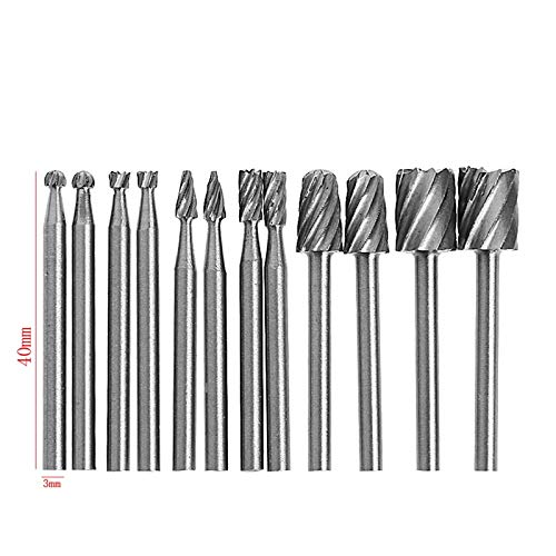 Urhelper 12pcs 1/8 Inch Shank HSS Rotary Burr BitsFile Set Milling Drilling Cutter Router Bit for Dremel Woodworking Tools Urhelper