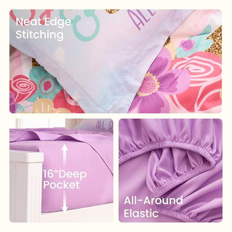Joiedomi Kid Twin Comforter Set 5 Piece Unicorn Bedding Set for Boys Girls Super Soft Microfiber Bed in a Bag with Comforter Sheets Pillowcase Sham Joiedomi