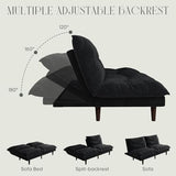 DreamDashio Futon Sofa Bed, 69 inch Futon Couch with Adjustable Backrest, Corduroy Convertible Sleeper Sofa Bed, Folding Sleeper Recliner for Apartment, Living Room, Office, Black DreamDashio