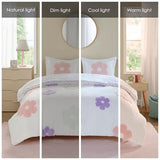 Intelligent Design Kids Full Duvet Cover Set for Girls, Tufted Chenille Floral Duvet Set Queen, Lightweight Polka Dot Reversible Bedding Cover, Gracie, Full/Queen White/Purple 4 Piece Intelligent Design