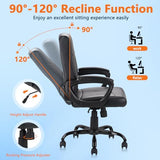 CLATINA Mid Back Leather Office Executive Chair with Lumbar Support and Padded Armrestes Swivel Adjustable Ergonomic Design for Home Computer Desk 8 Pack CLATINA