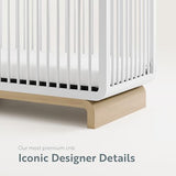 Storkcraft Santorini Deluxe 5-in-1 Convertible Crib with Bonus Toddler Guardrail (White with Driftwood) – GREENGUARD Gold Certified, Toddler Guardrail Included in Box, Fits Standard Crib Mattress Storkcraft