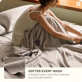 Bedsure Bamboo Viscose Cooling Sheets, Rayon Cotton Blend, Breathable & Buttery Soft King Size Sheets Set, Deep Pocket Up to 18", Hotel Luxury Bedding for Hot Sleepers, Simply Taupe Bedsure