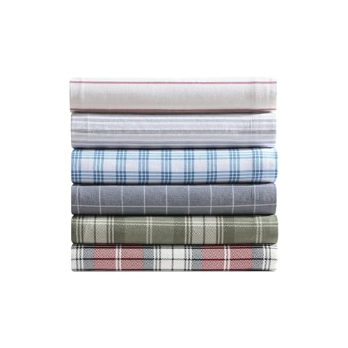 Eddie Bauer - Full Bed Sheets, Cotton Flannel Bedding Set with Matching Pillowcases, Brushed for Extra Softness, Deep Pocket, Oeko-Tex Certified (Heartland Plaid Green) Eddie Bauer